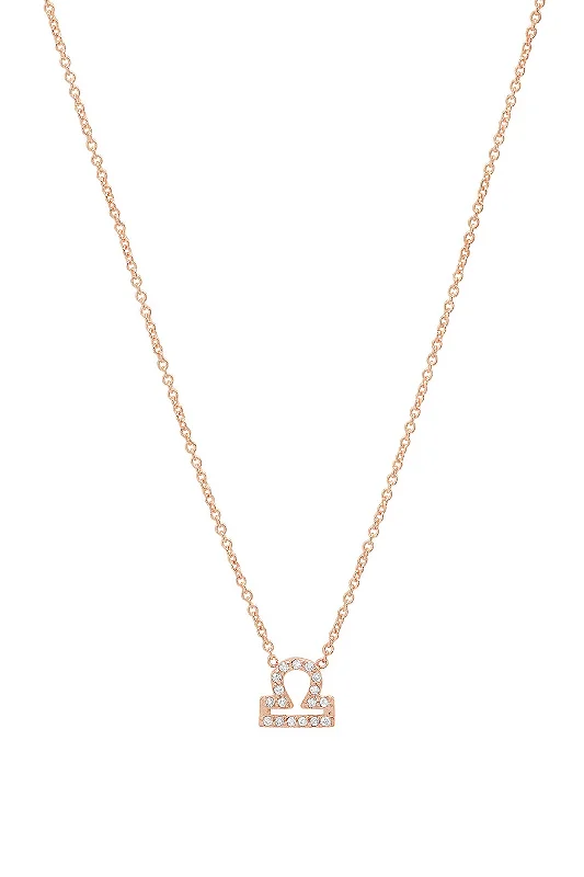 Ladies gemstone drop necklaces-Rose Gold Diamond Libra Necklace