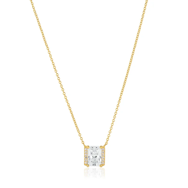 Ladies luxurious necklaces-Roccanova X-Grande 18K Gold Plated Necklace w. Zirconias