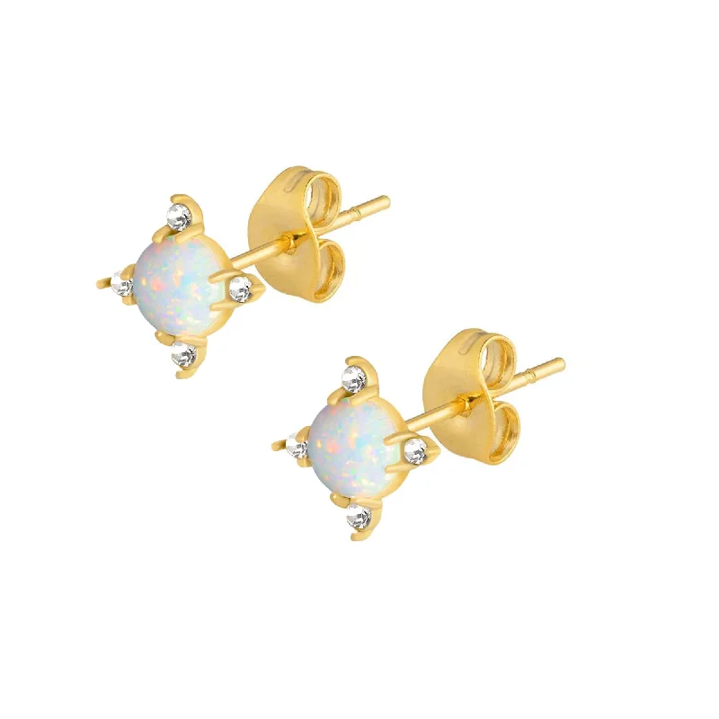 Ladies floral earrings-Universe Opal Stud Earrings