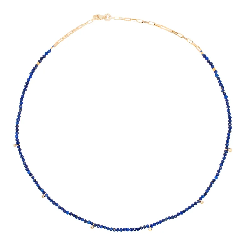 Ladies sapphire necklaces-Gold Plated Necklace w. Lapis