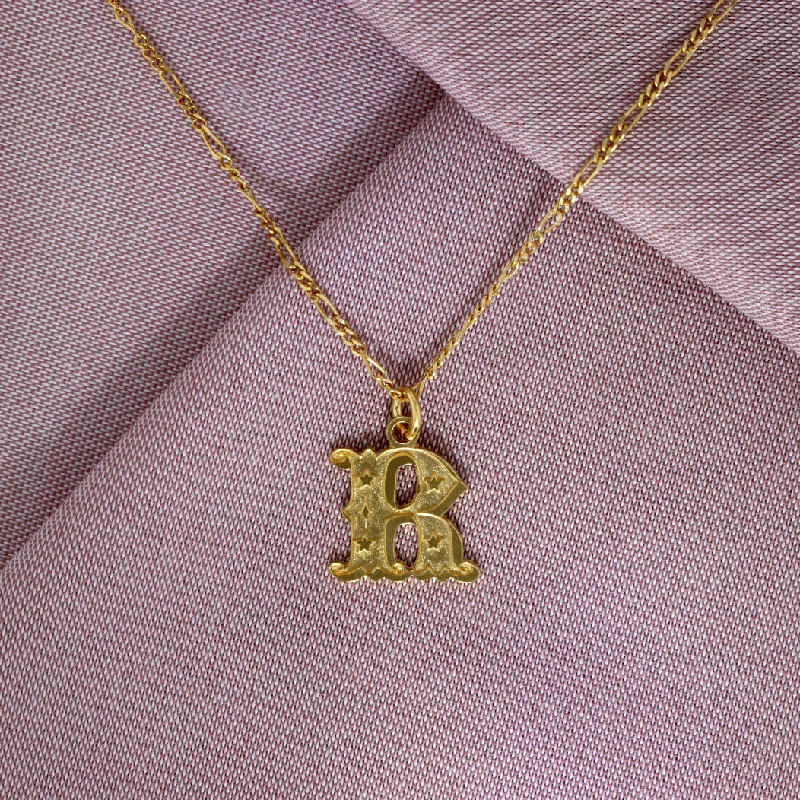 Ladies dainty pendant necklaces-Circus Letter R Gold Plated Necklace