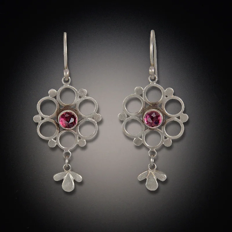 Ladies diamond stud earrings-Delicate Garnet Mandala Earrings