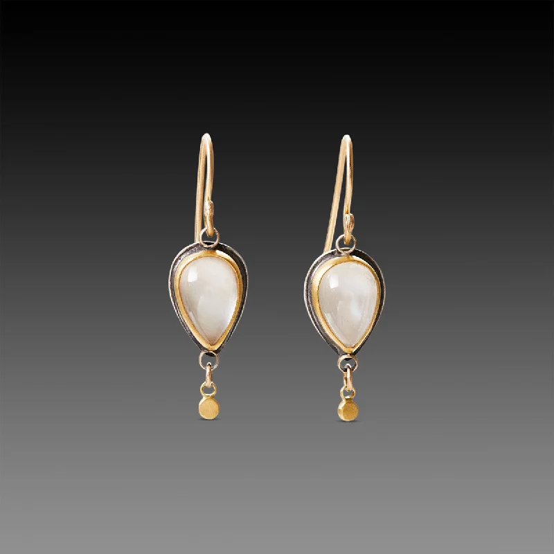 Ladies infinity earrings-Teardrop Moonstone Earrings