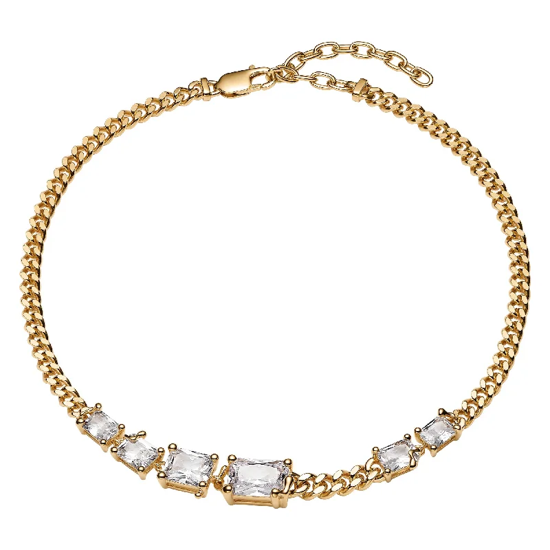 Ladies teardrop necklaces-Roppongi Chandelier Gold Plated Necklace w. Zirconia