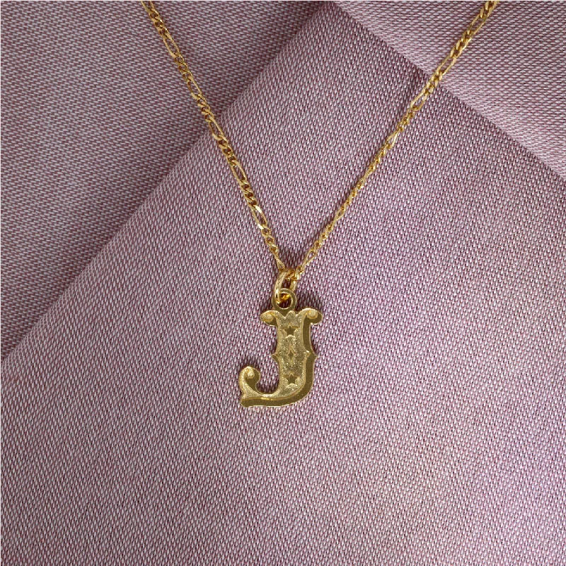 Ladies long necklaces-Circus Letter J Gold Plated Necklace