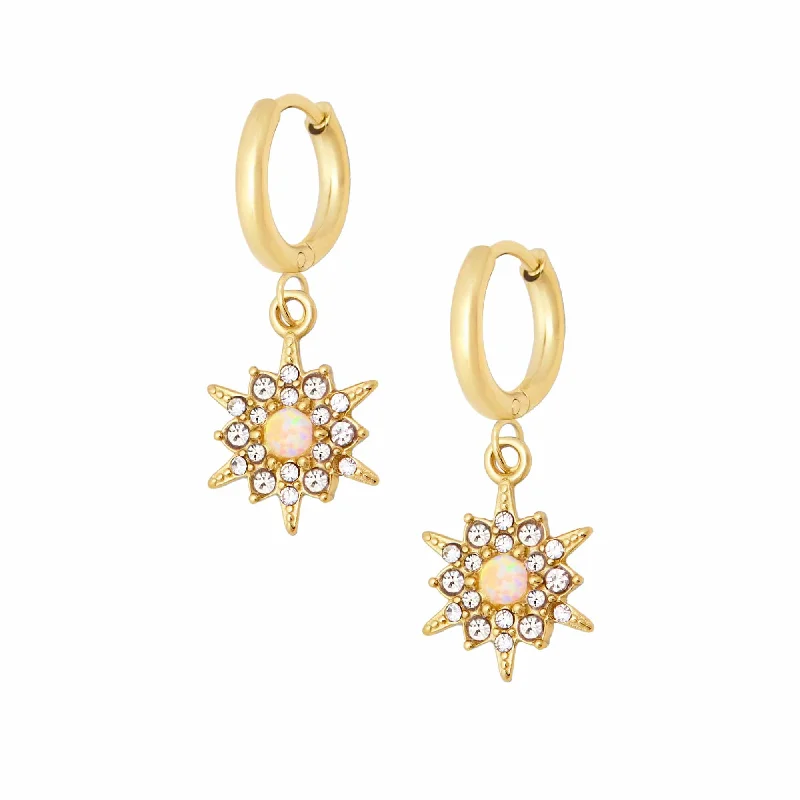 Ladies diamond hoop earrings-December Opal Hoop Earrings