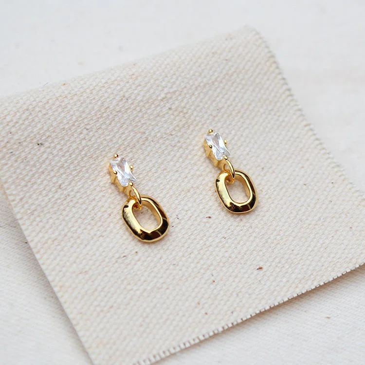 Ladies heart-shaped stud earrings-Oval Drop Studs