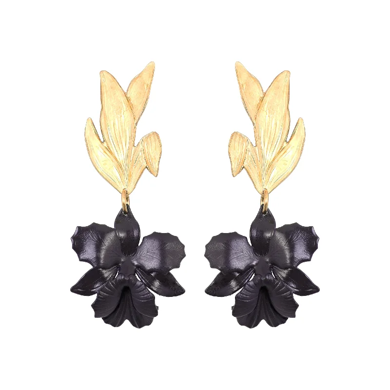 Ladies floral earrings-Kalea Orchid Earrings