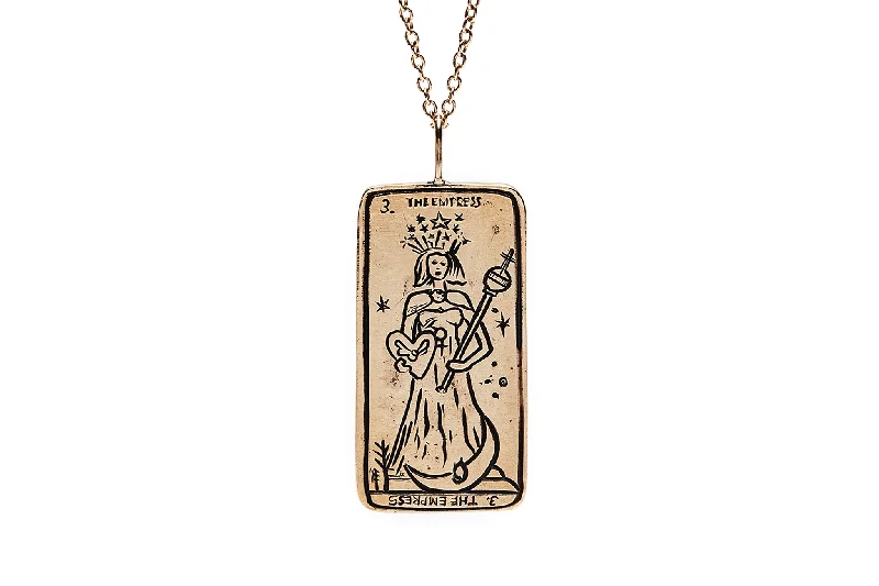 Ladies silver statement necklaces-The Empress Tarot Card Necklace