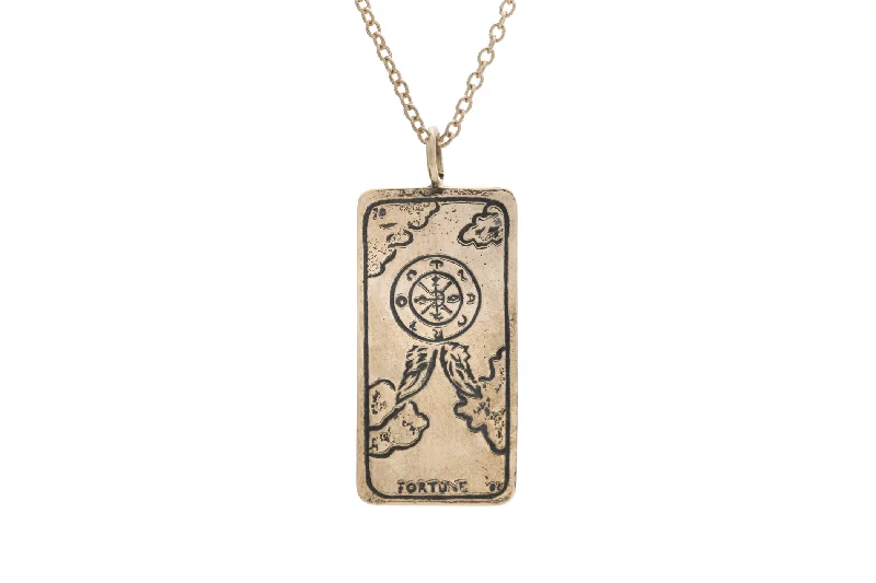 Ladies gold chain necklaces-Wheel of Fortune Tarot Card Necklace