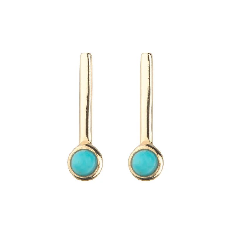 Ladies emerald earrings-Turquoise Stones Stud Earring