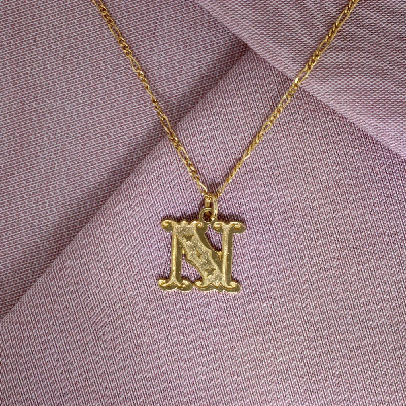 Ladies silver necklaces-Circus Letter N Gold Plated Necklace