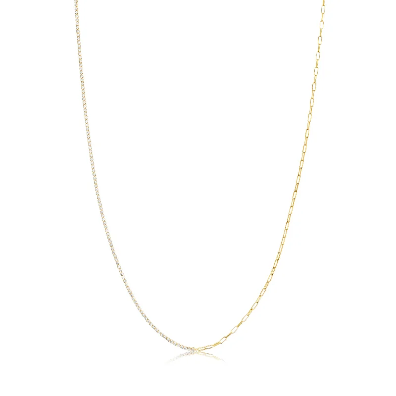 Ladies moonstone necklaces-Ellera Gold Plated Necklace w. White Zirconias