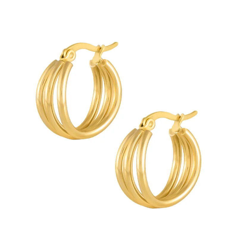 Ladies crystal earrings-Lea Triple Hoop Earrings