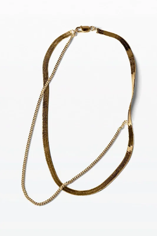 Ladies layered gold necklaces-Summa 02 18K Gold Plated Necklace