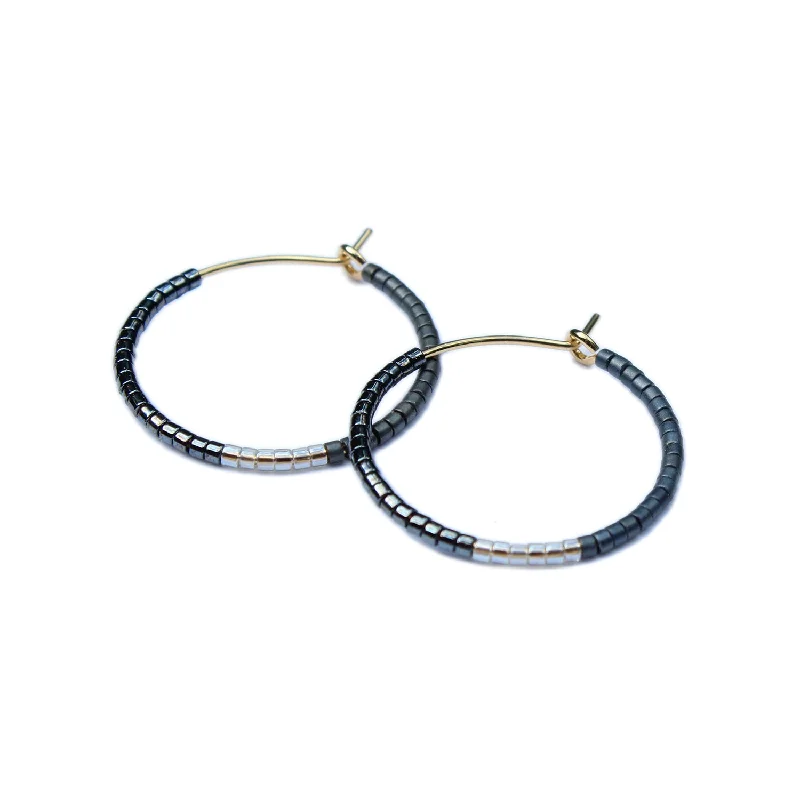 Ladies minimalist earrings-Color Field Hoops / SM