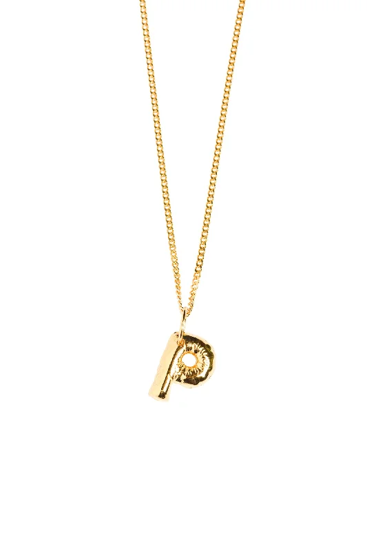 Ladies pendant necklaces-Letter P Gold Plated Necklace