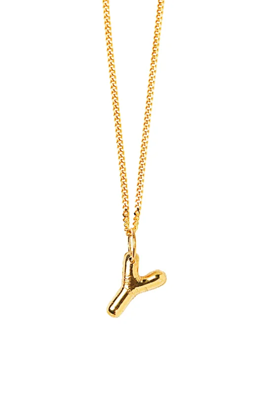 Ladies multi-layered necklaces-Letter Y Gold Plated Necklace