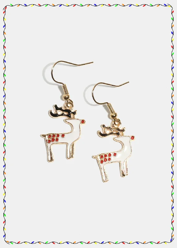 Ladies floral earrings-Miss A Christmas Earrings - Deer