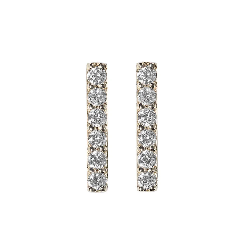 Ladies gold earrings with diamonds-Diamond Gemstone Bar Studs