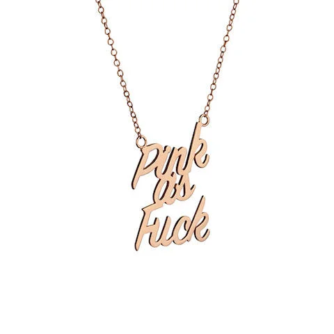 Ladies chain necklaces-Pink as Fuck Gold Plated Necklace