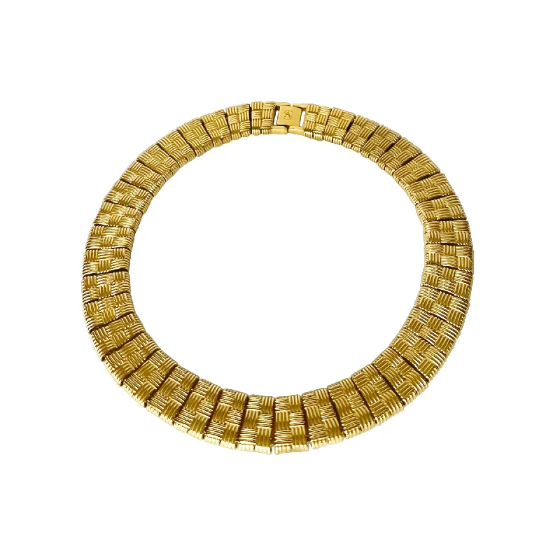 Ladies minimalist gold necklaces-Chunky Woven 18K Gold Plated Necklace