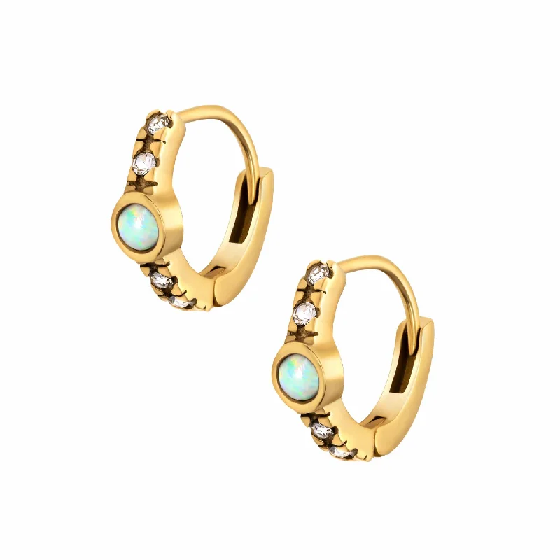 Ladies beaded earrings-Kiara Opal Hoop Earrings