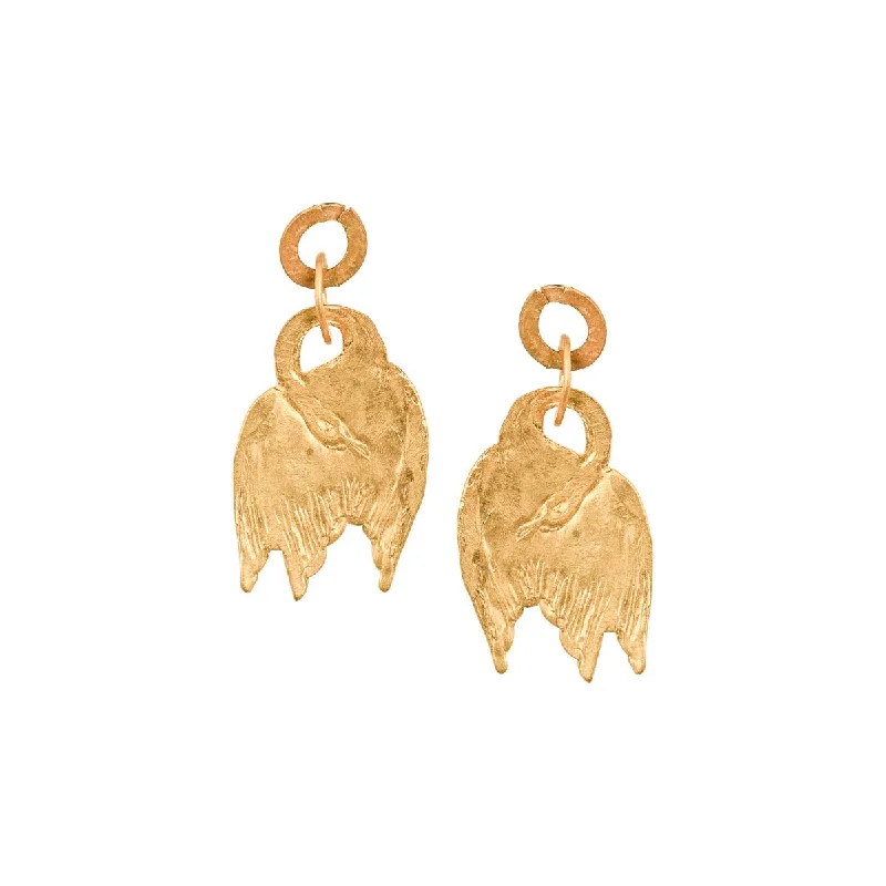 Ladies teardrop diamond earrings-Little Gold Swan Earrings