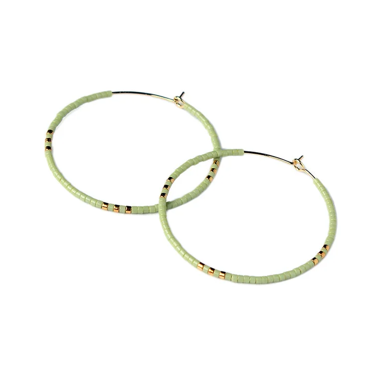 Ladies romantic earrings-Zoe Hoops Large - Pistachio