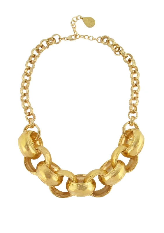 Ladies celestial necklaces-Gold Thick Link Chain Necklace