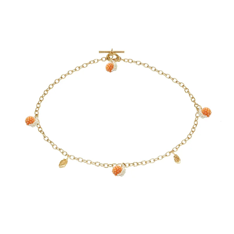 Ladies sapphire pendant necklaces-Oranges Blob Necklace Gold Plated, Orange Beads