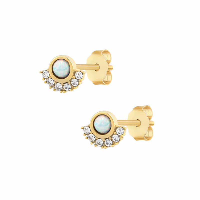 Ladies chain earrings-Ayla Opal Stud Earrings