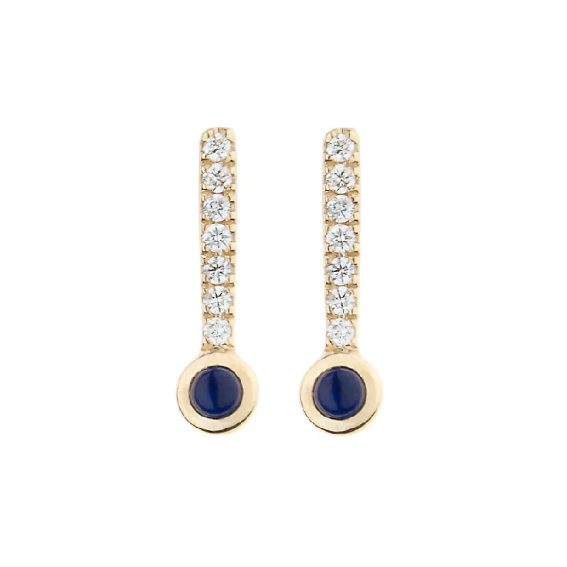 Ladies heart-shaped earrings-Diamond and Lapis Sticks & Stones Stud Earring