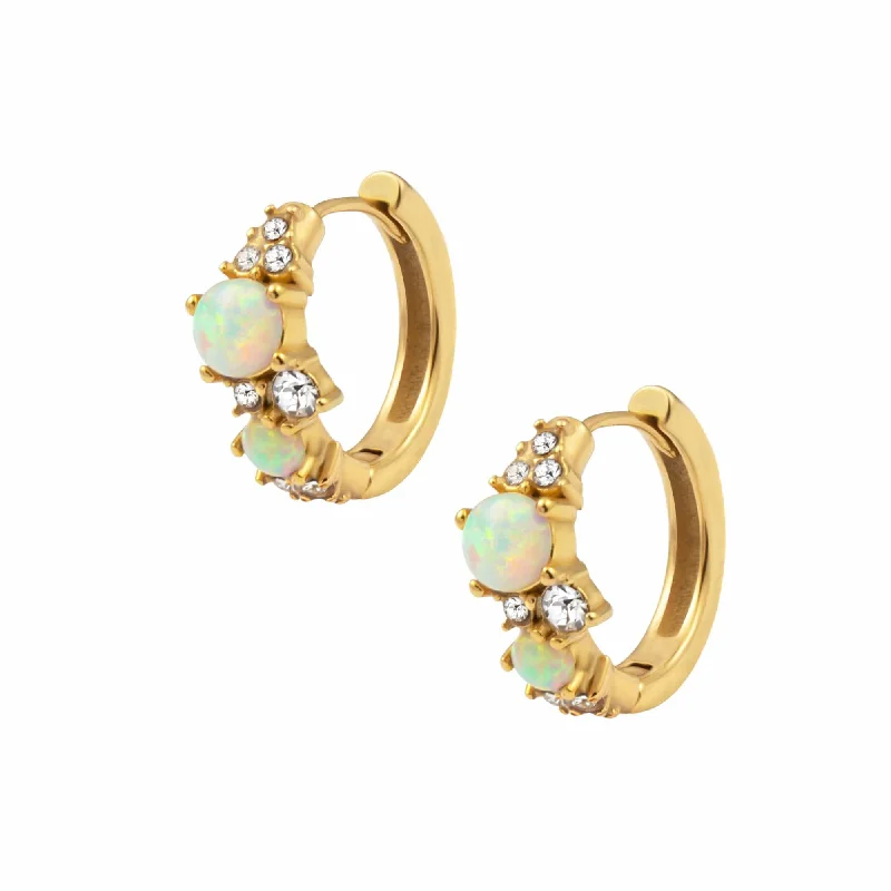 Ladies elegant stud earrings-Gratitude Opal Hoop Earrings