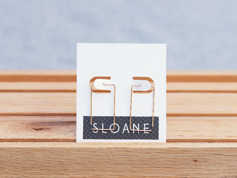 Ladies personalized stud earrings-Rectangle Hoop Earrings