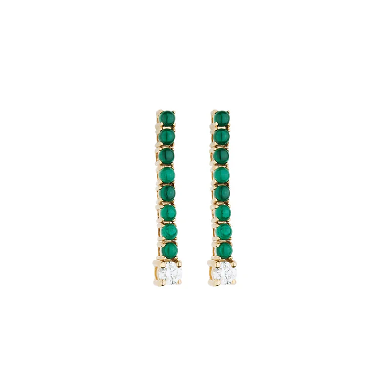 Ladies teardrop diamond earrings-Malachite & Diamond Tennis Earring