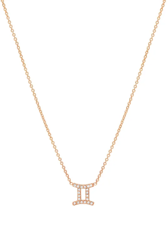 Ladies pearl and gold necklaces-Rose Gold Diamond Gemini Necklace