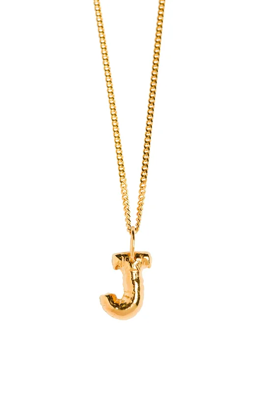 Ladies dainty gold necklaces-Letter J Gold Plated Necklace