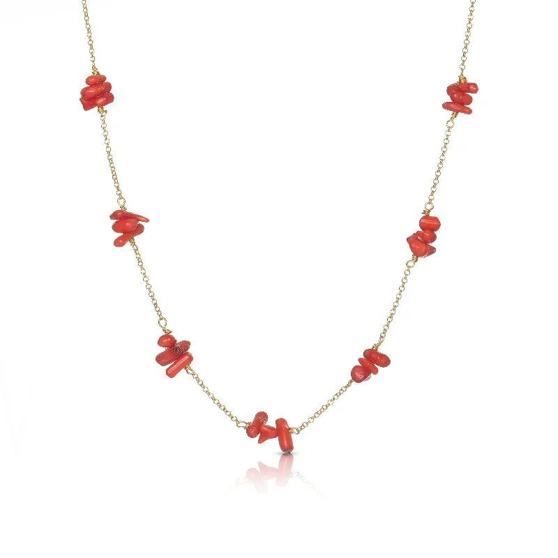 Ladies vintage necklaces-Fiji 18K Gold Plated Necklace w. Coral