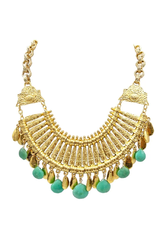 Ladies pearl and gold necklaces-Chrysoprase Gold Goddess Necklace