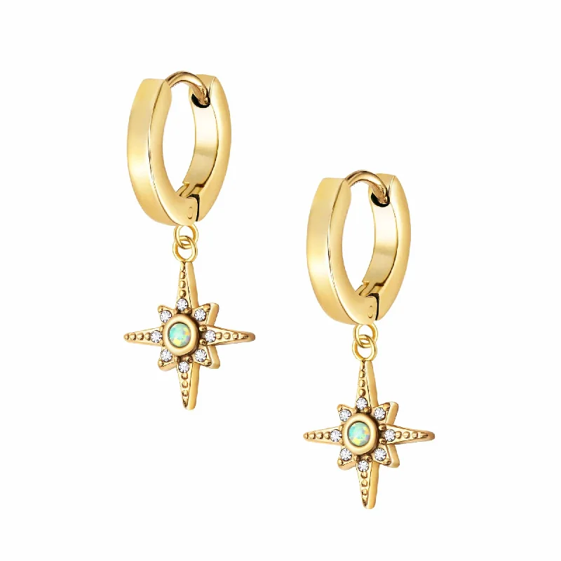 Ladies big hoop earrings-Dolly Opal Hoop Earrings