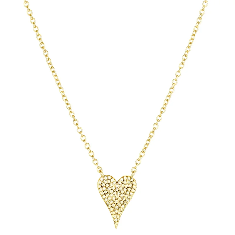 Ladies vintage gold necklaces-Diamond Pavé Small Heart Necklace 