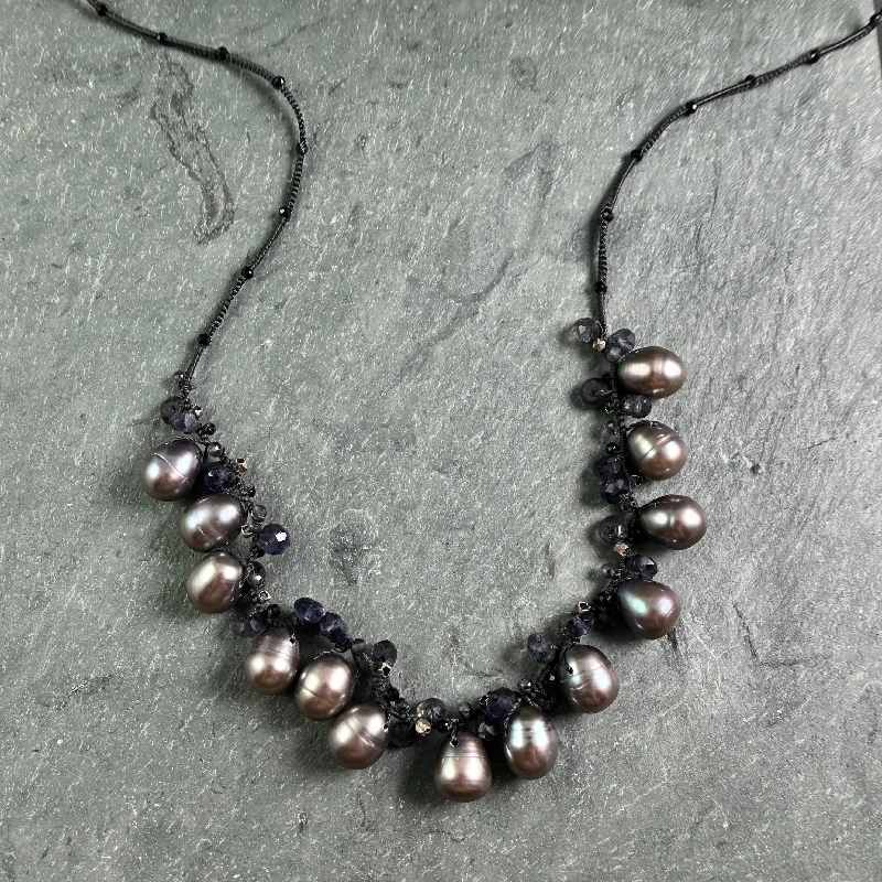 Ladies infinity charm necklaces-Woven Pearl Cluster Necklace