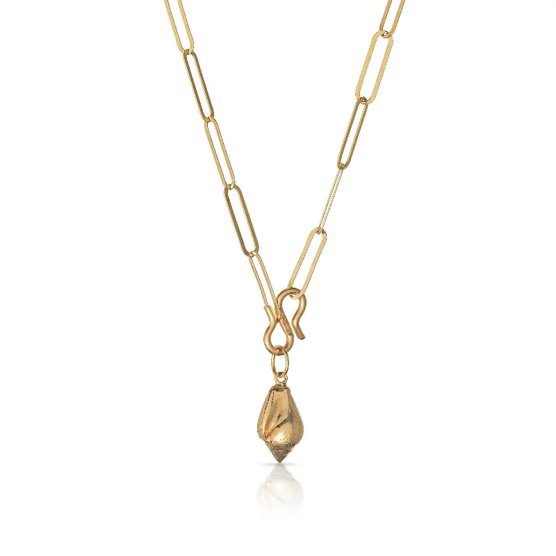 Ladies layered necklaces-Columbell chain 18K Gold Plated Necklace