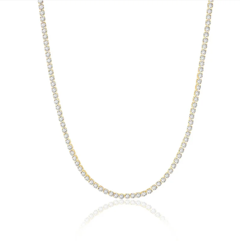 Ladies luxurious necklaces-Ellera Grande 18K Gold Plated Necklace w. Zirconias