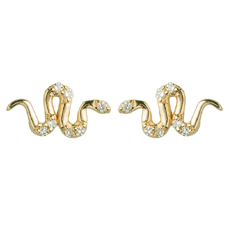 Ladies drop earrings-Mini Diamond Snake Stud Earring