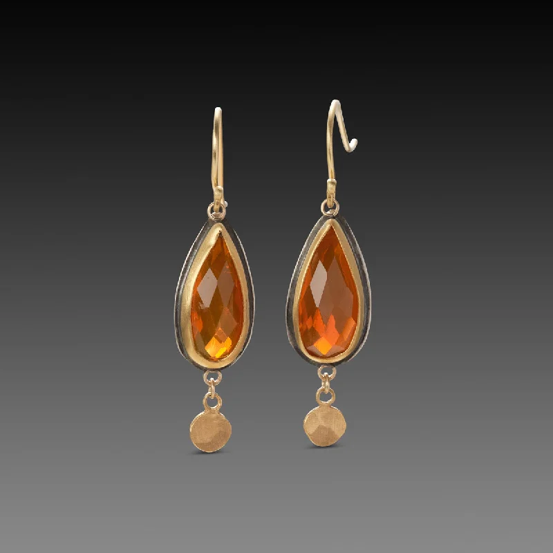 Ladies boho earrings-Fire Opal Teardrop Earrings