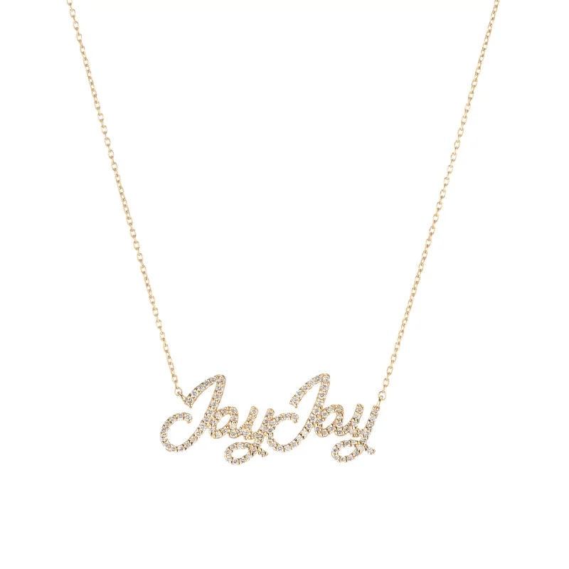 Ladies gemstone necklaces-Diamond Pavé Personalized Cursive Necklace