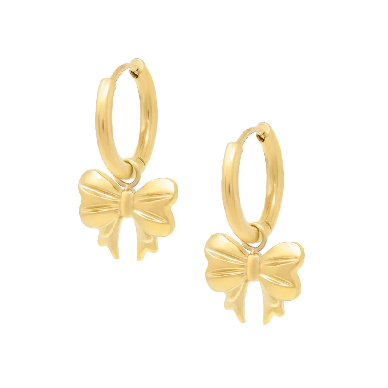 Ladies long dangly earrings-Rosella Bow Hoop Earrings