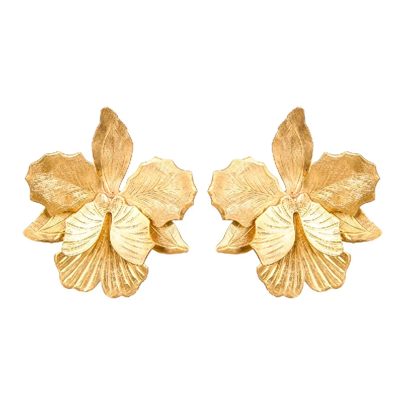 Ladies crystal drop earrings-Little Laelia Orchid Earrings